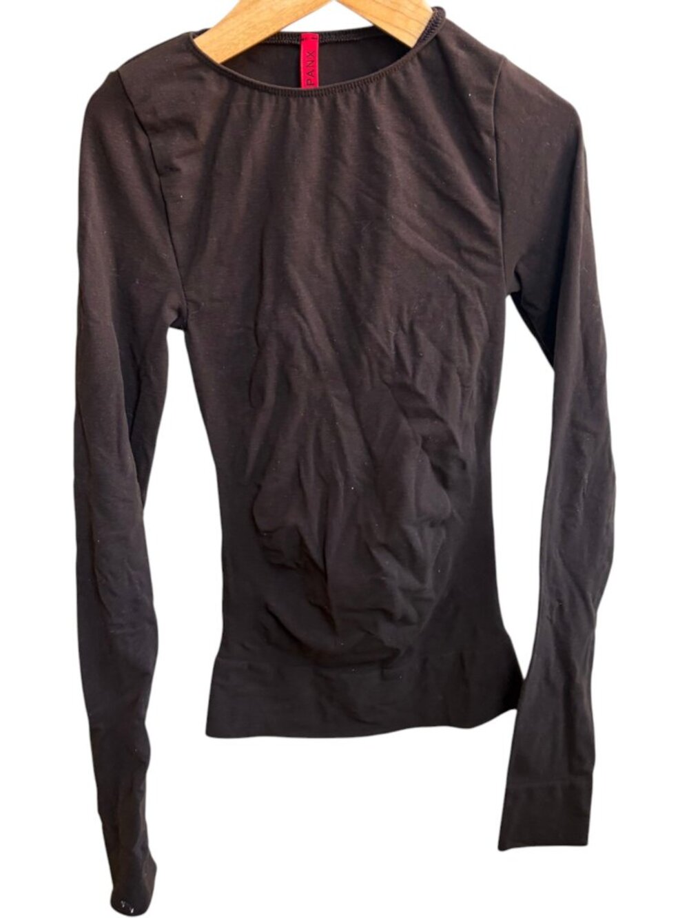 Spanx On Top and In Control Long Sleeve Fitted Top Chocolate Brown Size Small